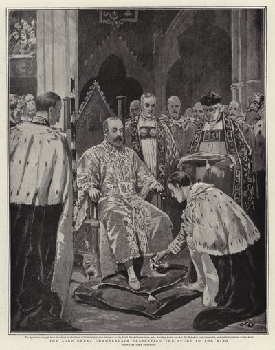 The Lord Great Chamberlain presenting the Spurs to the King by John Charlton